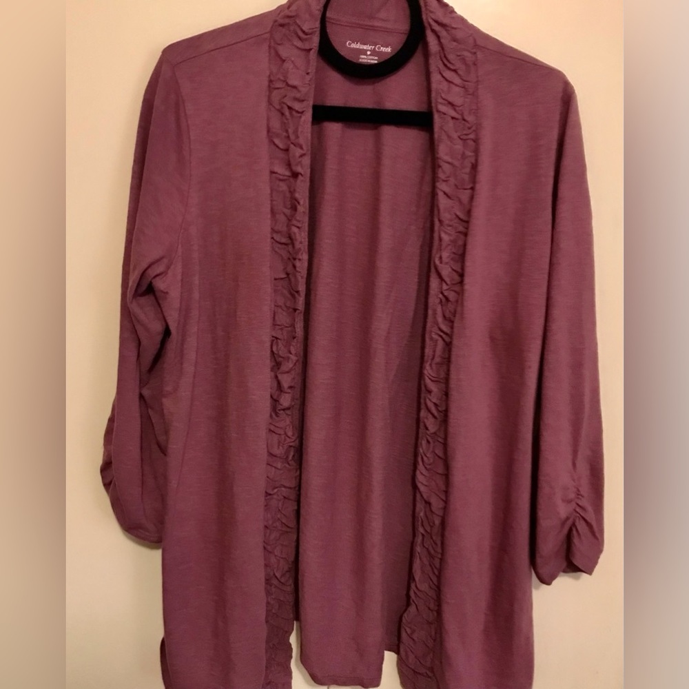 Coldwater Creek size XL plum/purple open front cotton cardigan